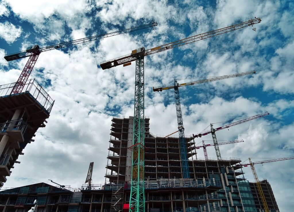 construction site with crane high rise