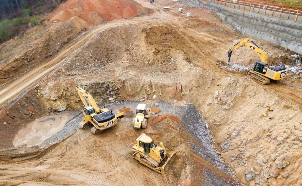 excavator in construction site